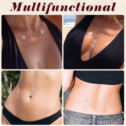Top Shelf G23 Titanium Dermal Piercing Kit Solid 14 Gauge Surface Implant Anchor on skin with silver heart charms.