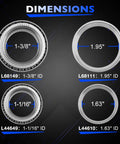 Trailer Bearings Kit For 3500 Lb Axles One And One Sixteenth Inch To One And Three Eighths Inch Spindle Two Sets Included L68149 L44649