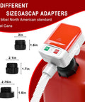 Automatic Gas Can Pump With Auto Stop Sensor, Battery Operated Portable Fuel Transfer Tool on red fuel can with adapters