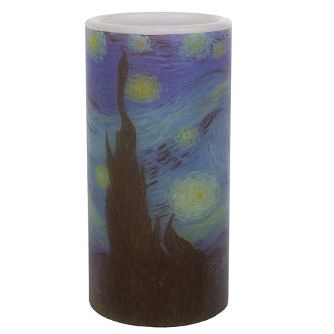 Van Gogh Starry Night Flameless Candles With Remote, battery-operated LED candle, vanilla scented wax, realistic glow