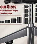 Gas Lift Office Chair Cylinder Clamp Upgrade For A No Wobble Seat, Snap On Tool Free Installation, adjustable clamp sizes shown