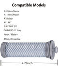 A10 A11 Filter Replacement For A10 A11 Hero Master Pure One S11 S12 X Cordless Vacuums, showing mesh filter and size details