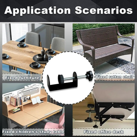 Four Piece Adjustable Patio Furniture Clips For Wicker Sectionals 3 Inch Clamp Set showing usage scenarios including fixed furniture positions.