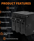 Badass 60 Amp 3 Pole Circuit Breaker With Thermal Magnetic Trip For Heavy Duty Overload Protection At 120 240 Volts shown with features.