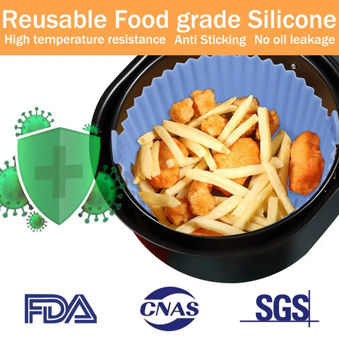 Two Pack Round Silicone Air Fryer Liners Fits 1 To 3.5 Qt Baskets Reusable Pot Bowl For Air Fryers Top 6.5 Inch Bottom 5.5 Inch Nonstick