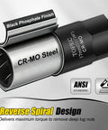Close-up of 22mm Deep Lug Nut Extractor Socket One Half Inch Drive Beefy Heavy Duty Tool for Seized Bolts with CR-MO steel and black phosphate finish.