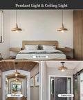 Farmhouse Wood Pendant Light For Kitchen Island And Dining Room, Handcrafted Wooden Fixture in Bedroom, Hallway, Entryway