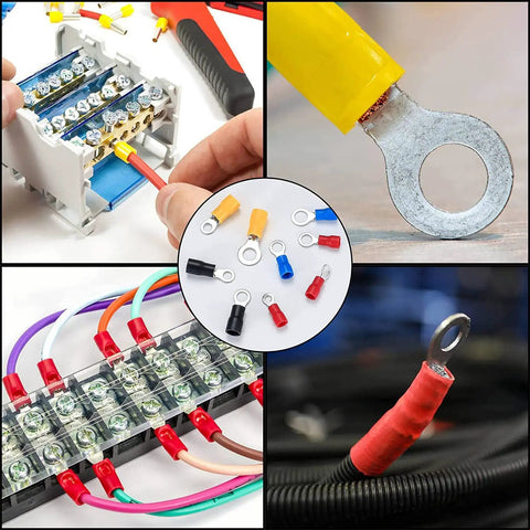 200 Pcs Mixed Quick Disconnect Ring Terminals Kit For Automotive And Home Wiring Insulated O Ring Crimp Connectors