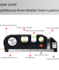 Cross Line Laser Level Kit With 8 Ft 2.5M Ruler For Flooring And Tile Installations showing multiple features and controls