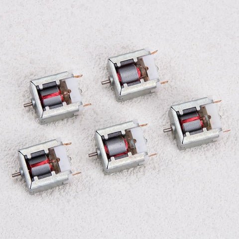 Five Small But Mighty Five Pack Micro 020 DC Motors 3V 15000 RPM Bare Square Motors with carbon brushes for DIY projects.