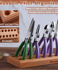 Wood Pliers Block Organizer for the Bench Fits 6 Pairs in a 12 Hole Pliers Rack made of beech wood with tools visible