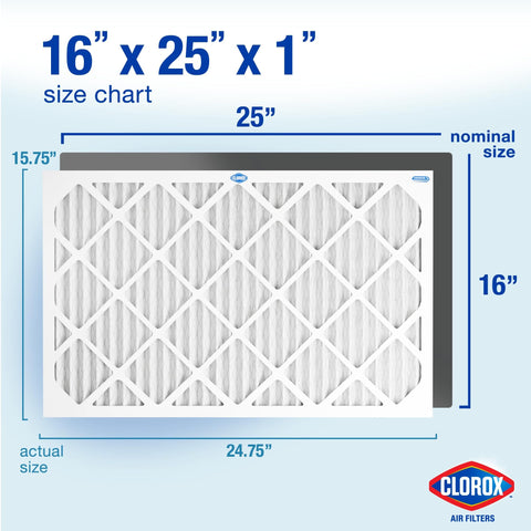 16x25x1 MERV 13 Pleated HVAC Air Filter For Allergies, Pet Dander, Smoke And More, Fits Most Furnaces And ACs, MPR 1500 FPR 10, Pack Of 4