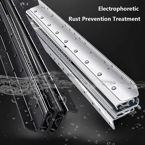 Under Stair Drawer Slides Non-Removable With 265lb Load Capacity 3-Stage Full Extension Anti-Derailment Hardware For Staircase Cabinets Heavy Duty Kitchen And Utility Drawers That Stay Put And Reach Back Items, electrophoretic rust prevention treatment