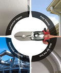 5 Blade Hand Crimper For Sheet Metal And Gutter Work Heavy Duty Crimp Tool with ergonomic grip, surrounded by ductwork and metal images