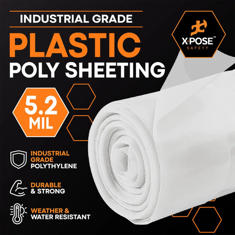 Clear Plastic Sheeting Roll 10 Foot By 100 Foot Heavy Duty 5.2 Mil Poly Sheet Waterproof Dustproof Vapor Barrier For Construction