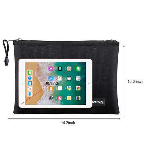 Hardcore Fireproof Waterproof Document And Cash Bag With Aluminum Foil Lining, 14.2 By 10 Inches, Boss Level Safe Storage Pouch With Zipper For Documents And Money, Black