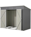 8x4 Heavy Duty Steel Outdoor Storage Shed For Backyard With Double Lockable Doors And Air Vent Perfect For Lawn Mowers