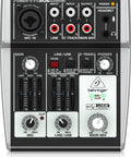XENYX 302USB Compact Five Input USB Audio Mixer with Built-In Audio Interface and Mic Preamps for Podcasting, front view