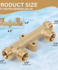 Solid Brass Sensor Valve Upgrade For Instant Hot Water Recirculation Replace Watts Premier 367010 Compatible With Grundfos Pump Systems, 1/2 inch fittings, 4.3" length, 1.4" height.