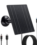 10W Solar Panel Charger For 5V Cameras With USB C, Micro USB, And DC Adapters, IP66 Waterproof Outdoor Power Kit with mount and cables