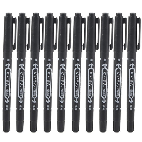 Hella Smooth Dual Tip Marking Kit Bold And Ultra Fine Felt Scribes For Piercing Positioning Aesthetic Procedures And Surgical Stenciling Top Shelf Removable Studio Grade Tools 10 Piece Set Black featuring 10 black felt tip markers.
