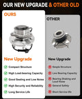 Comparison of new upgrade and old front wheel bearing hub, highlighting 2Pcs 515054 Front Wheel Bearing Hub Assembly 2WD Only 6 Lug With ABS For Chevy Silverado 1500 Tahoe Avalanche Suburban Express 1500 2500 Escalade GMC Savana Sierra Yukon XL.