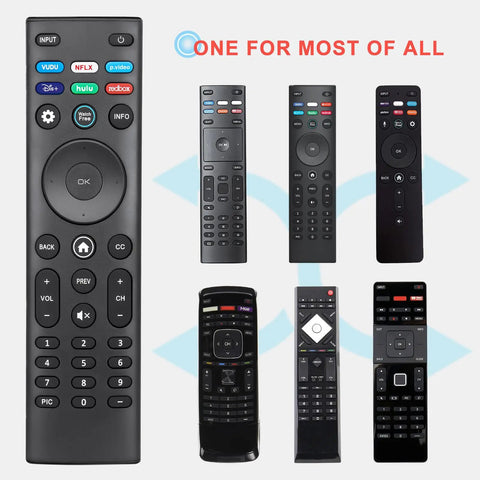 Image of multiple Universal Remote Replacement For Smart TVs XRT136 XRT260 XRT270 D E M P V PX Series with buttons visible.