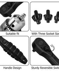 Smooth Operator 2 In 1 Drill Chuck Ratchet Spanner Universal Chuck Key Replacement Wrench detail showing handle design and socket sizes.