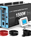 No Brainer 1500W Sump Pump Battery Backup System with Pure Sine Wave Inverter Charger, 25A Fast Charging, LCD remote, cables