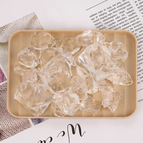Clear gel wax pieces on tray, part of DIY Jelly Gel Wax Candles Making Kit With 1.1 Lb Clear Gel Wax For Beginners Includes 20 Wicks 20 Wick Stickers 5 Extra Wick Stickers Smokeless Safe Melt Easy Peasy Gift For Birthdays And Christmas Decor Lovers