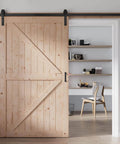 48 Inch By 80 Inch Sliding Wood Barn Door With 8 Foot Hardware Kit Included, K Shape Solid Spruce Panel, Double Sided Surface