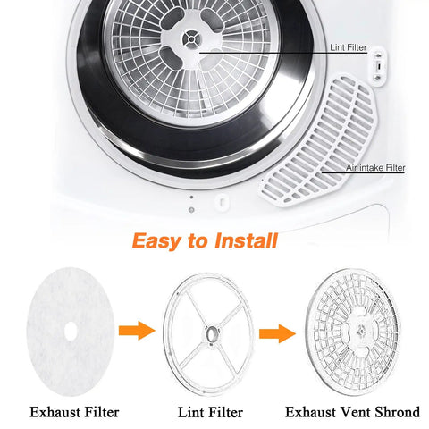 25 Pack Cloth Dryer Exhaust Filters Set With 20 Exhaust Paper Filters And 5 Air Intake Filters installation guide image