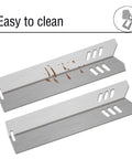 15 Inch Grill Heat Shield Burner Covers For Gas BBQ Replacement Parts showing easy-to-clean feature with stainless steel design
