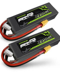 3S 11.1V 2200mAh 50C LiPo Battery Pack With XT60 Connector For RC, two soft case batteries with JST XH 4 Pin charging plug