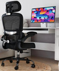 Ergonomic Mesh Office Chair With Wheels For Home Office, 330 Lb Capacity, Adjustable Lumbar Support, Headrest And Armrests