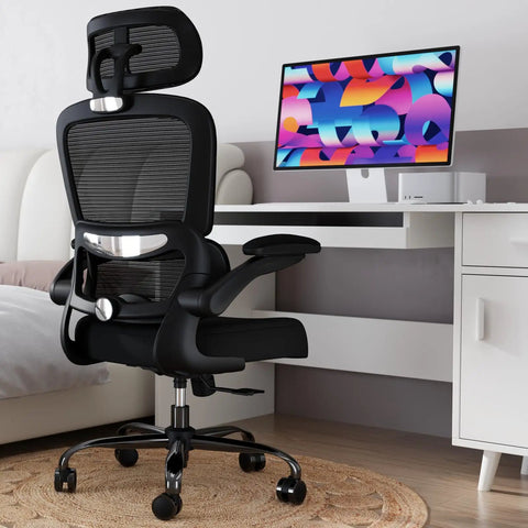 Ergonomic Mesh Office Chair With Wheels For Home Office, 330 Lb Capacity, Adjustable Lumbar Support, Headrest And Armrests