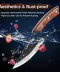 Three Piece Hand Forged Butcher Knife Set With Gift Box Includes Chef Knife Meat Cleaver And Viking Deboning Knife For Slicing