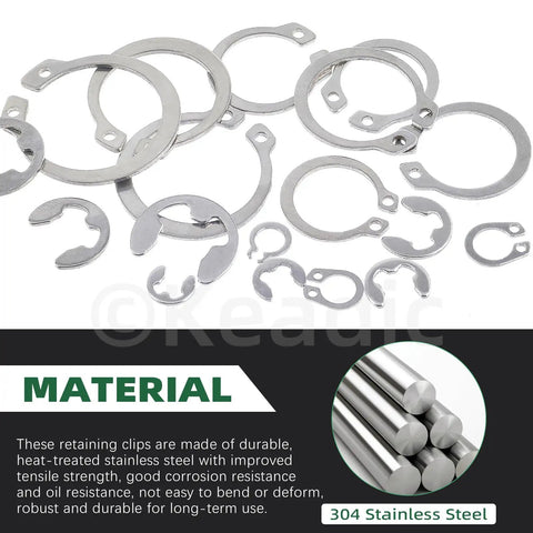 Heavy Duty C Clip And E Clip Snap Ring Set Kit 303 Pcs With 21 C Clip Sizes M4 To M28 And 10 E Clip Sizes 1.5mm To 10mm Plus Tweezers