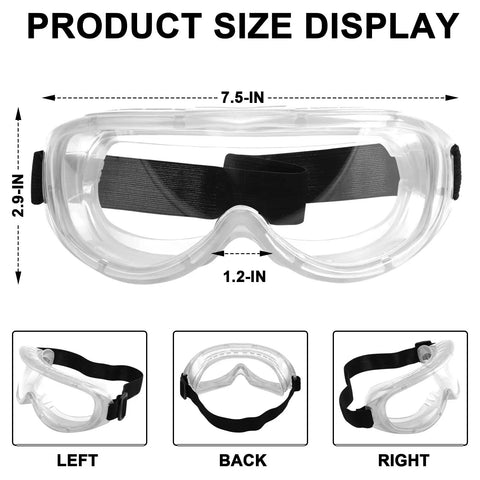 Six Pack Anti Fog Safety Goggles For Lab And Industrial Use Adjustable Chemical Splash Eye Protection With Clear Lenses display