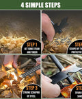 Step-by-step guide using 4 Pack Ferro Rod Fire Starter Kit with Paracord Handle for campfires and outdoor adventures.