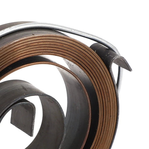 Close-up of Quill Return Spring Kit For Bench Drill Press, Chrome Plated Durable Spring Steel Replacement Parts, coil detail.