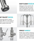 KRAUS Bolden 2-in-1 Pull Down Kitchen Faucet with Integrated Water Filter Tap for Reverse Osmosis or Water Filtration System in Matte Black/Spot-Free Black Stainless Steel, KFF-1610MBSFSB showing 360° swivel spout and easy-clean nozzles.