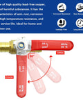 Three Quarter Inch Pex Ball Valves Set Twenty Pack Brass Full Port Shut Off Ball Valves with red handle showing open position.