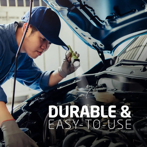 Mechanic using 8 Pack LED Flashlights With Batteries Included, Beast Bright Handheld Flashlights for car emergencies under hood.