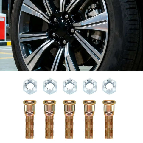 Hot Rodding Complete Wheel Studs Kit For 5 Lug Cars featuring 1/2 In-20 Thread, Fits Trailer Hubs With Heavy Duty Lug Nuts And Bolts For Ultimate Grip. 5 lug wheel studs and nuts for car tire hub