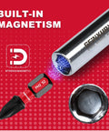 Built-in magnetism feature of 9 Piece CrV Screwdriver Bit Holders Set with socket and magnetic extension