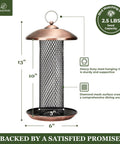All Metal Squirrel Resistant Tube Bird Feeder With Large Tray And Weatherproof Roof 2.5 Lb Capacity Ideal For Sunflower Seeds Or Mealworms