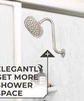 High Rise Shower Head Extension Arm With Flange 10.5 Inch Gooseneck S Shaped Design In Stainless Steel Half Inch Connection Brushed Nickel Finish Great For Tall Folks Or Low Pipe Installations And Immersive Rain Shower Experience installed in a shower