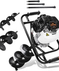 Gas Powered Post Hole Digger Workhorse With 52cc EPA Certified Engine And 1800W Power Earth Auger Includes 6 Inch And 10 Inch Drill Bits