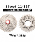 8 Speed Bike Cassette Set For Mountain And Road Bikes With 11-32T 11-36T 11-40T 11-42T Options, Nickel Plated Steel